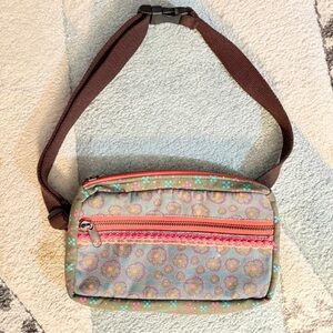 Natural Life Floral Pattern Crossbody Waist Bag in Brown and Pink